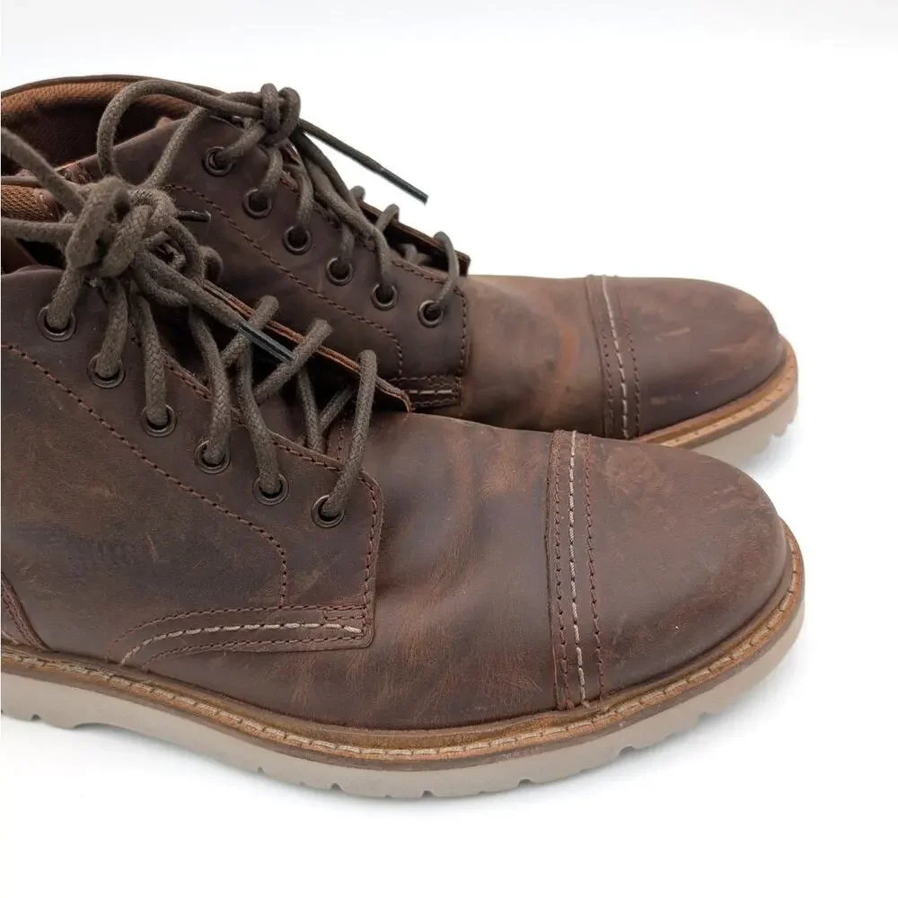 Clarks Weltridge Side Zip Boots Round Toe Men's Tan Leather US9.5 EU42.5